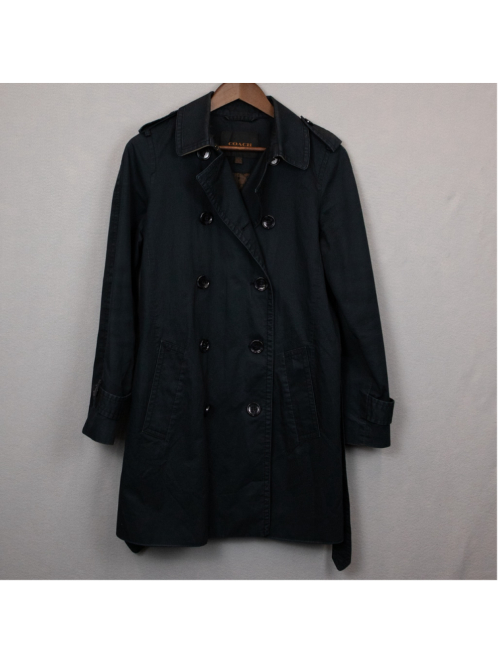 Coach black double breasted trench coat-M